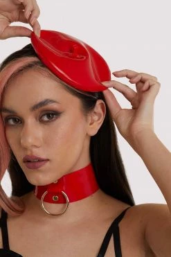 Bettie Page Lingerie Red Latex Mini Beret Erotic