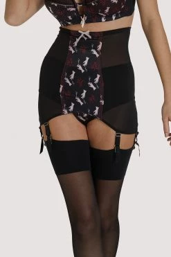 Bettie Page Lingerie Blaze Smoking Printed Girdle Suspenders