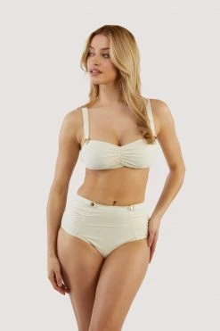 Bettie Page Lingerie Eco Honey White Sweetheart Bikini Brief