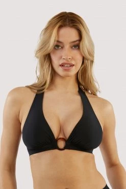Bettie Page Lingerie Eco Jayne Black Plunge Bikini Top