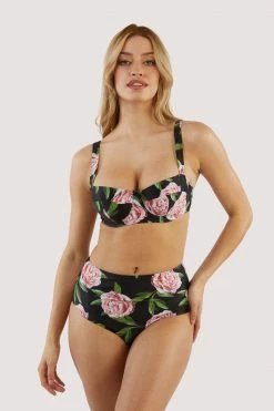 Bettie Page Lingerie Eco Claudette Roses High Waisted Bikini Brief
