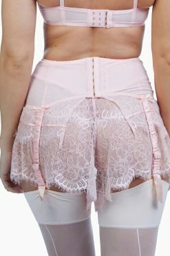 Bettie Page Lingerie Doris Peach Embroidered Retro Suspender Belt