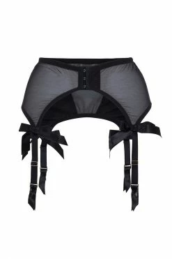 Bettie Page Lingerie Suspenders Black 4 Strap Suspender Belt