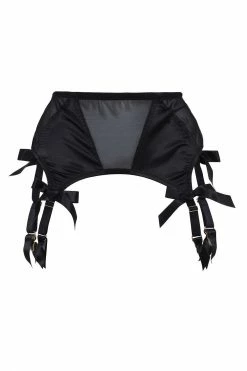 Bettie Page Lingerie Suspenders Black 4 Strap Suspender Belt