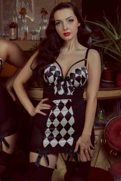 Bettie Page Lingerie Cassandra Harlequin Basque