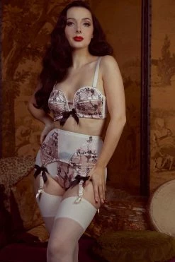 Bettie Page Lingerie Knickers Showgirl Z Stitch Pink High Waist Brief
