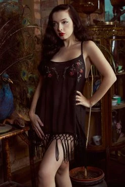 Bettie Page Lingerie Embroidered Tassel Chemise
