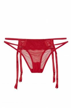 Wolf & Whistle Outlet WW X Charlotte McKinney Cara Red Lace Suspender Brief