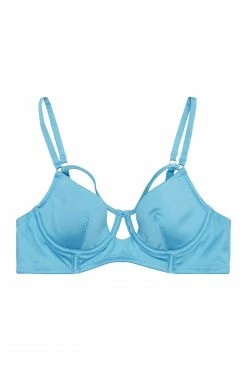Peek & Beau Dani Blue Strappy Satin Bra A - DDD/F Bras