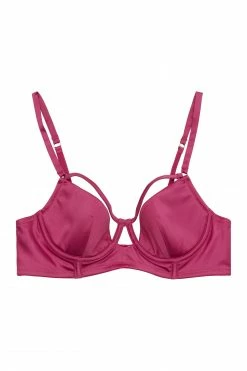 Peek & Beau Dani Magenta Strappy Satin Bra A - DDD/F Bras