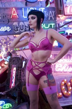 Peek & Beau Dani Magenta Strappy Satin Bra A - DDD/F Bras