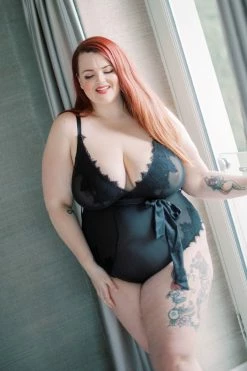 FFFB X PP Athena Black Lace And Mesh Bow Body