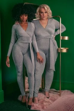 Felicity Hayward X PP Farouz Silver Disco Jumpsuit Nightwear