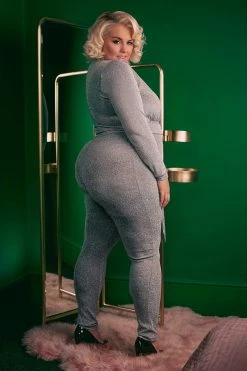 Felicity Hayward X PP Farouz Silver Disco Jumpsuit Curve Nightwear