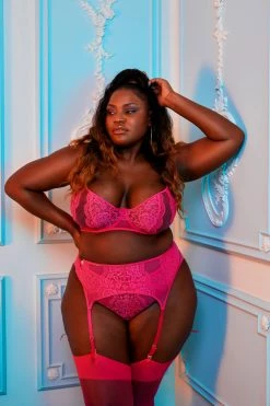 Felicity Hayward X PP Ophelia Pink Cut Out Lace Suspender New In