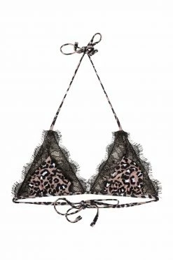 Wolf & Whistle Leopard Eco Lace Trim Triangle Bikini Top Swimwear