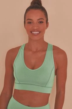 Wolf & Whistle Green Double Strap Back Sports Bra Activewear