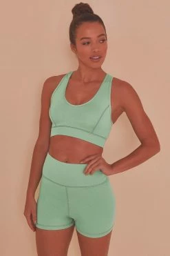 Wolf & Whistle Green Double Strap Back Sports Bra Activewear