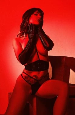 Hustler Sylvia Black Strappy Satin Thong