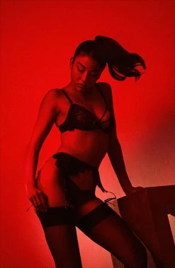 Hustler Reena Black Lace Suspender New In