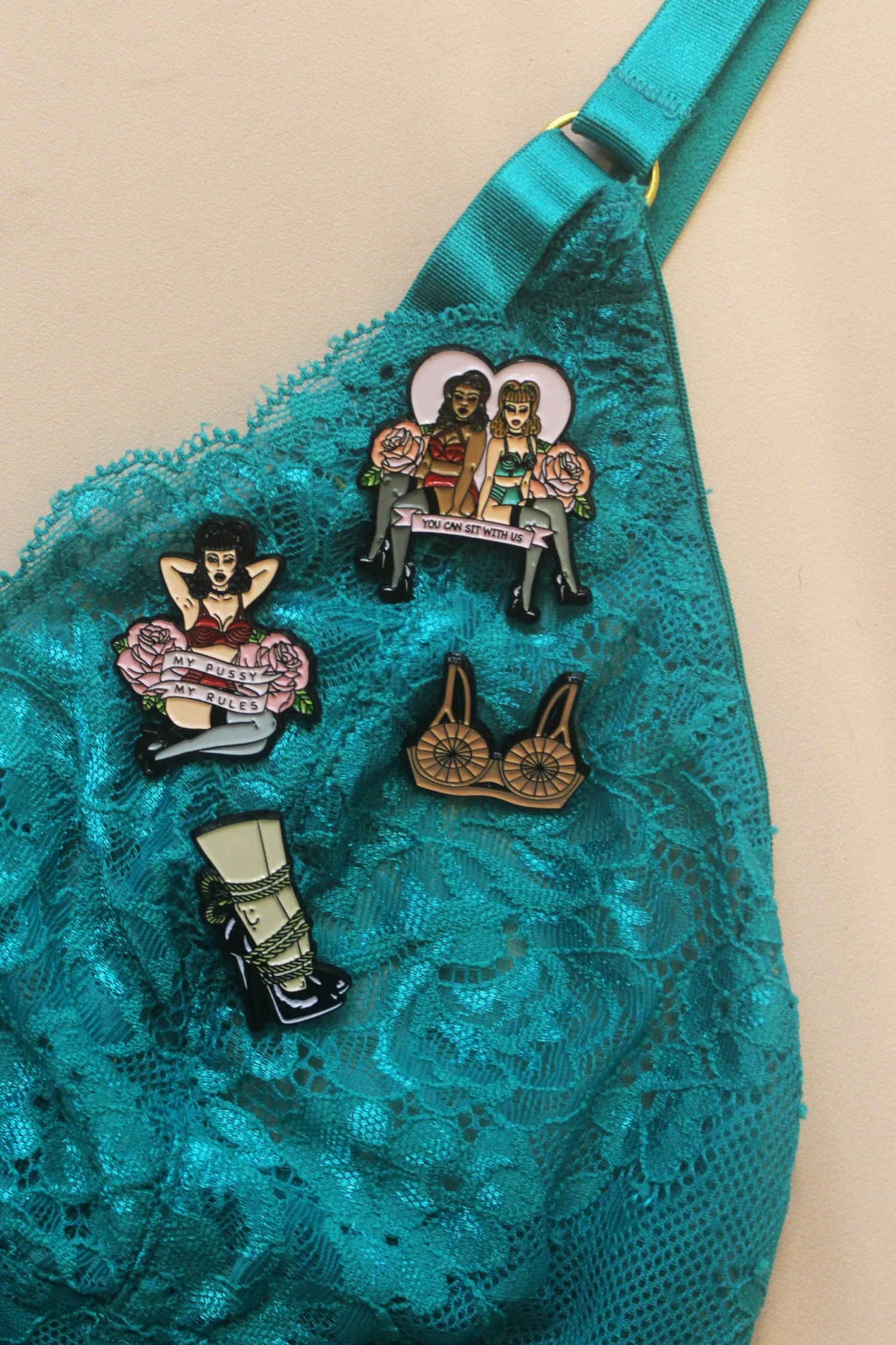 Cheapest 🎁 Playful Promises Bullet Bra Enamel Pin 😍 4 Playful Promises Bullet Bra Enamel Pin