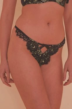 Playful Promises Outlet Jaquelina Mustard Contrast Crotchless Thong Core