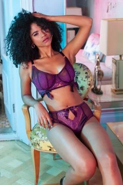 Playful Promises Josephine Aubergine Corded Lace Bra
