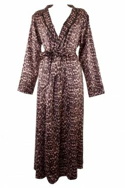 Bettie Page Lingerie Leopard Print Satin Robe