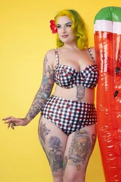 Collectif X Playful Promises Swimwear Melon Gingham Balcony Top