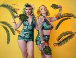 Collectif X Playful Promises Swimwear Green Palm Skirted Swimsuit