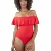 Playful Promises Bardot Swimsuit Red Swimwear