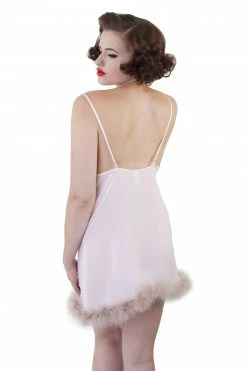 Bettie Page Lingerie Nightwear Peach Feather Babydoll