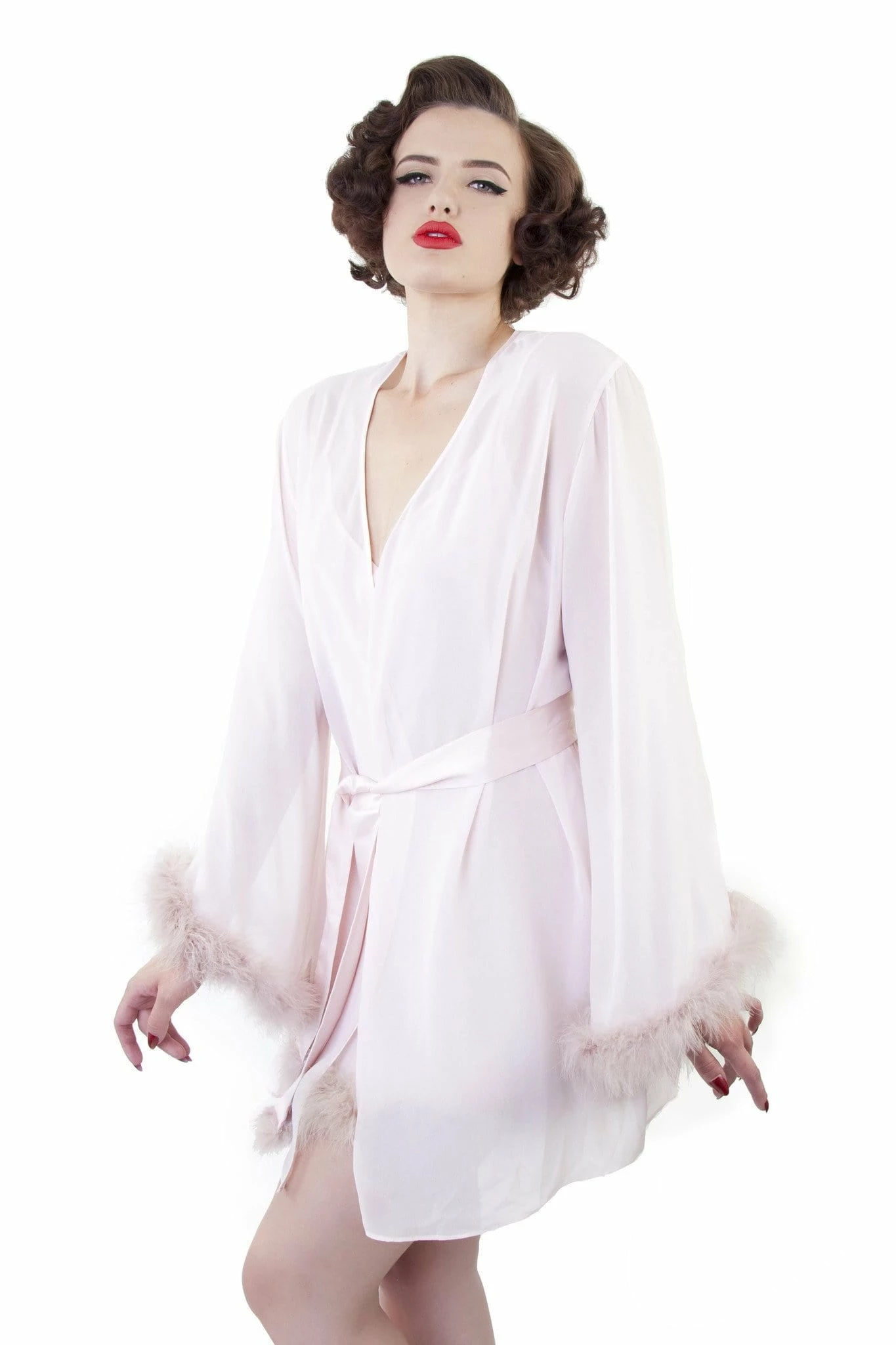 Cheapest ๐ Bettie Page Lingerie Peach Feather Robe โค๏ธ 4 Bettie Page Lingerie Peach Feather Robe
