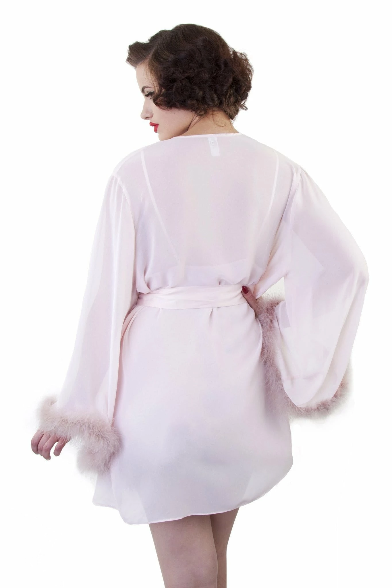 Cheapest ๐ Bettie Page Lingerie Peach Feather Robe โค๏ธ 5 Bettie Page Lingerie Peach Feather Robe