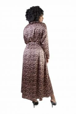 Bettie Page Lingerie Leopard Print Satin Robe