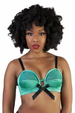 Bettie Page Lingerie Emerald Green Spiral Stitch Overwire Bra A - G Bras
