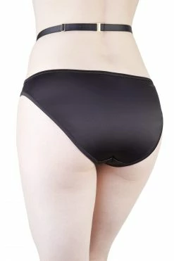 Playful Promises Effie Black Satin And Mesh Applique Brief