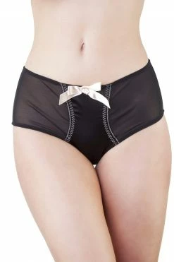 Bettie Page Lingerie Knickers Black/Peach Z Stitch Highwaist Brief