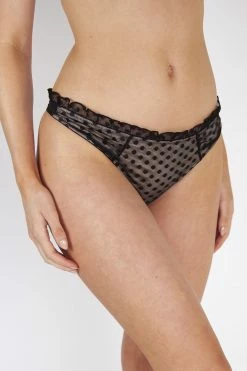 Playful Promises Cara Dot Mesh Ruffle Thong