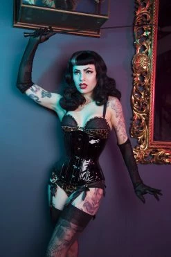Bettie Page Lingerie Vinyl Fetish Underbust Corset Basques & Corsets