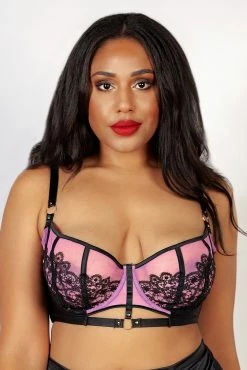 Playful Promises Emelda Lilac Ring Detail Curve Satin And Lace Bra