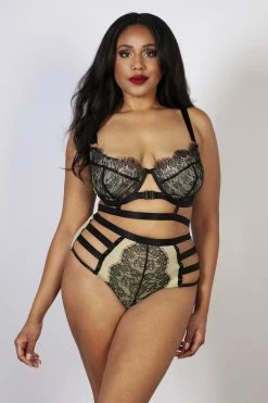 Playful Promises Curve Exclusive Devon Black/Lime Lace Bra B - K