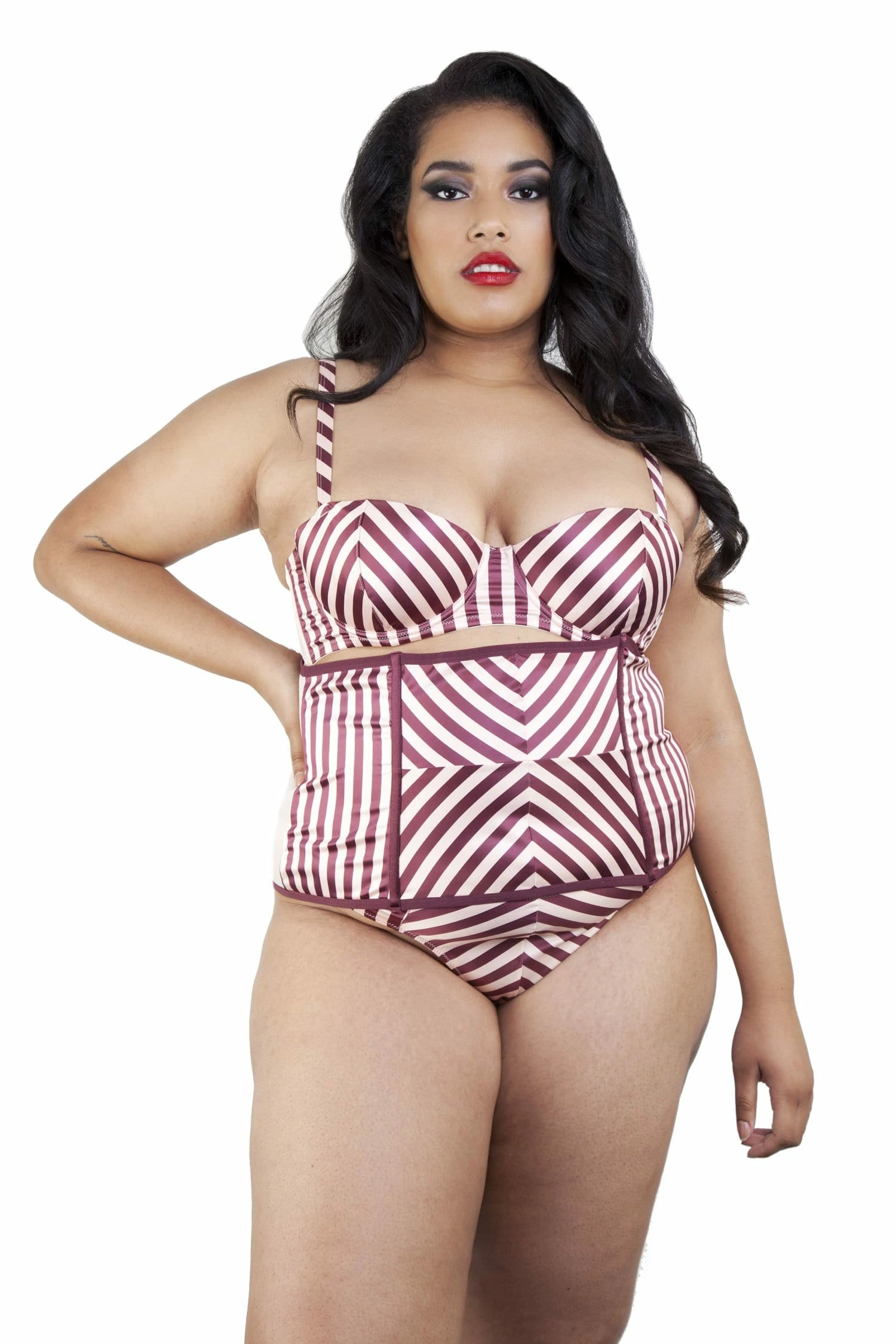 Best deal 🌟 Playful Promises Beatrix Red Placement Stripe Waspie Curve Nightwear 💯 1 Playful Promises Beatrix Red Placement Stripe Waspie Curve Nightwear