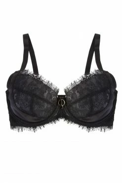 Playful Promises Mae Black Satin And Lace DD/E-K Bra Bras