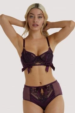 Playful Promises Josephine Aubergine Corded Lace Bra