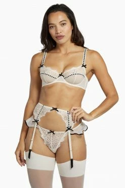 Playful Promises Monica Ribbon Slot Lace Bra Core Peach Bras