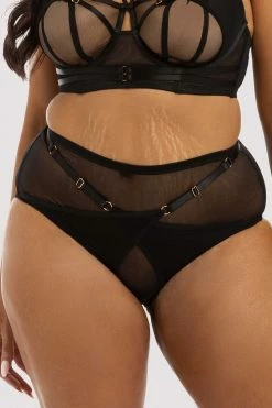 Playful Promises Eddie Black Crossover Wrap High Waist Brief