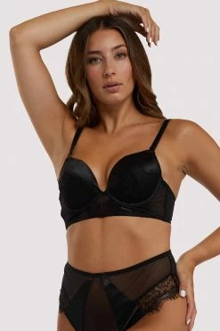 Playful Promises Melina Black Longline Plunge Bra