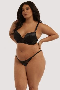 Playful Promises Melina Black Longline Plunge Bra
