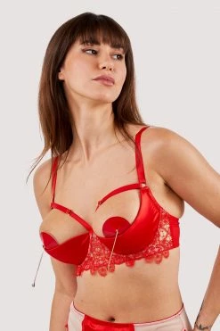 Playful Promises Anaise Red Quarter Cup Bra New In
